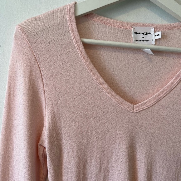 Anthropologie Long Sleeve Pink Knit Tee - Picture 3 of 10